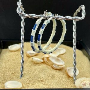 Nantucket Woven 1 3/4" Oval Hoop Earrings - Brilliant Blue